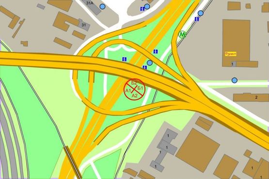 Схема рекламної площини за адресою Надднепрянское шоссе ( Южный мост , по ходу к мосту Патона)