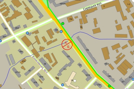 Схема рекламної площини за адресою Фрунзе,123/Сырецкая(банер-не вешать)