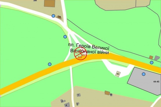 Схема рекламної площини за адресою Дружбы Народов бульвар (площадь ГВОВ) на светофоре съезда  с ул. Старонаводницкая