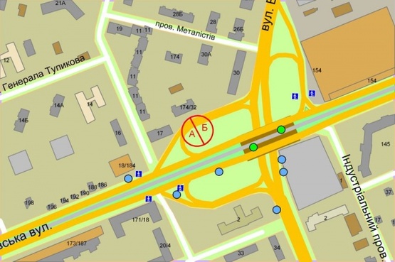 Схема рекламной плоскости по адресу Борщаговская ул., съезд на Вадима Гетьмана (Индустриальная) ул. (развязка)