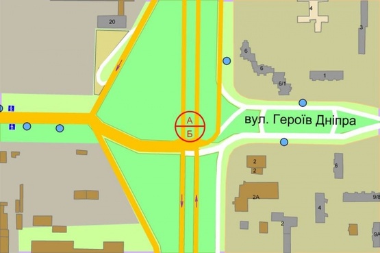 Схема рекламной плоскости по адресу Богатырская ул. (на разделителе) / Полярная