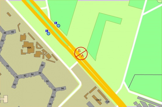 Схема рекламной плоскости по адресу вул. Академіка Заболотного, 90 , напроти