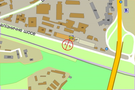 Схема рекламной плоскости по адресу Залізничне шосе, 57 напроти