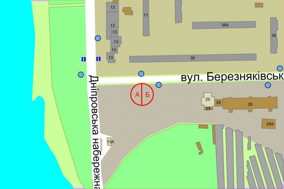 Схема рекламной плоскости по адресу Березняковская, напр.д.№38 (перед центральным входом в ТЦ"Там-Там")