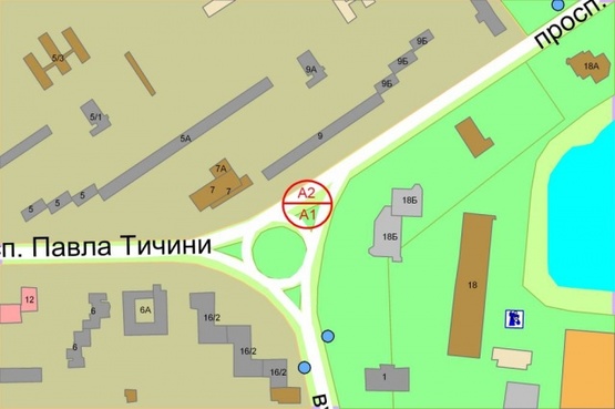 Схема рекламної площини за адресою Тычины, 9 (разд.треуг),