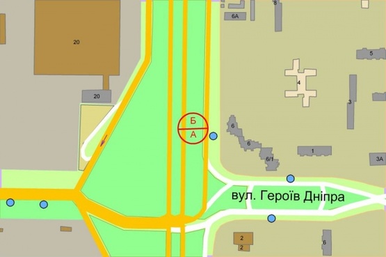 Схема рекламной плоскости по адресу Богатырская ул., через 170м по ходу от ул Полярная к Вышгороду