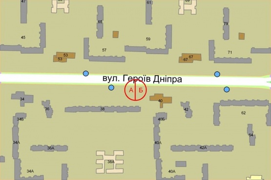 Схема рекламной плоскости по адресу Героев Днепра, 38 - 2