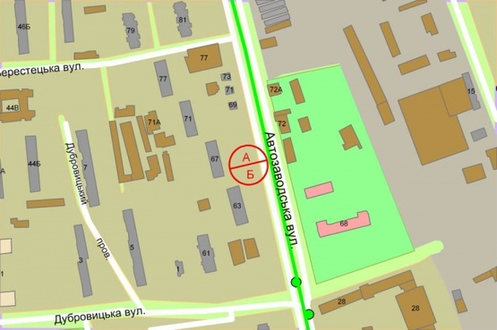 Схема рекламної площини за адресою Автозаводская, 67