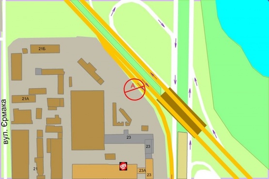 Схема рекламной плоскости по адресу Богатырская ул., поворот на Оболонский проспект по ходу к Петровке