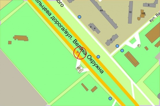 Схема рекламной плоскости по адресу Окружная дорога, разделитель, напротив ул.Лятошинского,2 по ходу к Одесской площади