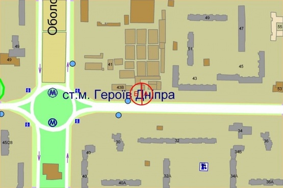 Схема рекламной плоскости по адресу Героев Днепра, 43-Б