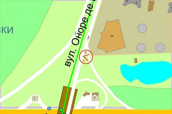 Схема рекламной плоскости по адресу Бальзака, 2-а перед МсDonalds (разделитель на выезде с просп. Ватутина )