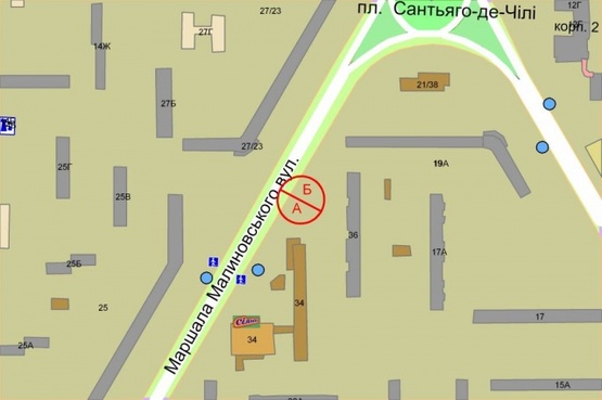 Схема рекламної площини за адресою Малиновского,34