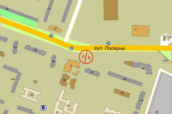 Схема рекламної площини за адресою Полярная, 8г