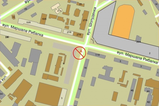 Схема рекламної площини за адресою Шолуденко/Рыбалко,9