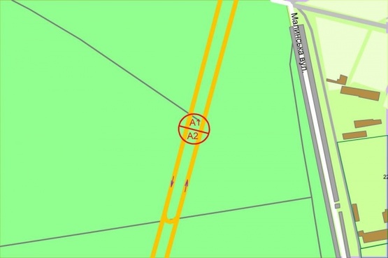 Схема рекламної площини за адресою Палладина проспект, ж/д ст"Новобеличи",110м за "ББ"