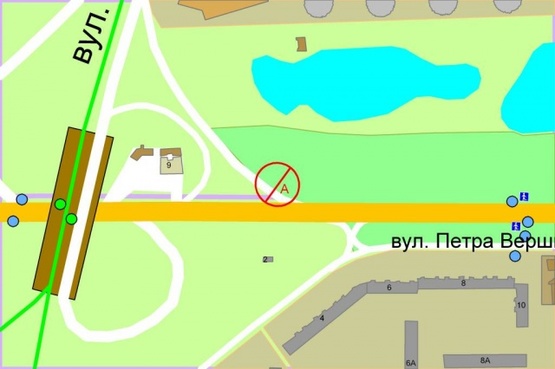 Схема рекламної площини за адресою Ватутина проспект / заезд на Бальзака