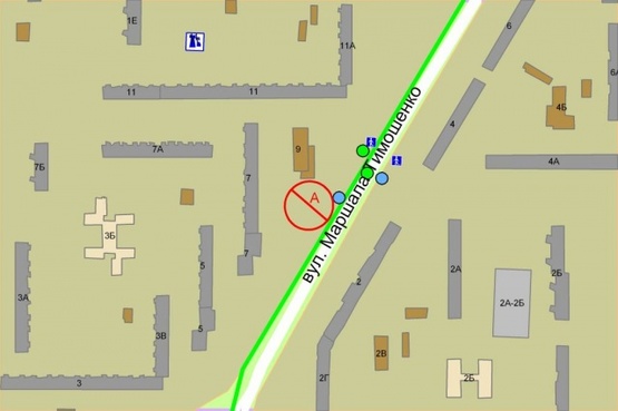 Схема рекламної площини за адресою Тимошенко,9