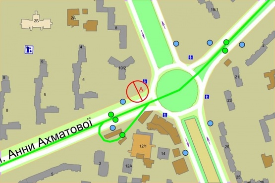 Схема рекламної площини за адресою Ахматовой, 2/10