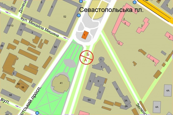 Схема рекламной плоскости по адресу Народного Ополчення, 1 / Севастопольська площа, розподілювач (правий)