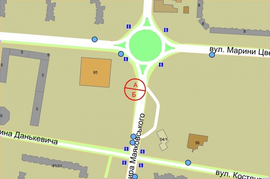 Схема рекламної площини за адресою Володимира Маяковського проспект / Марини Цвєтаєвої  (навпроти супермаркету "Billa")