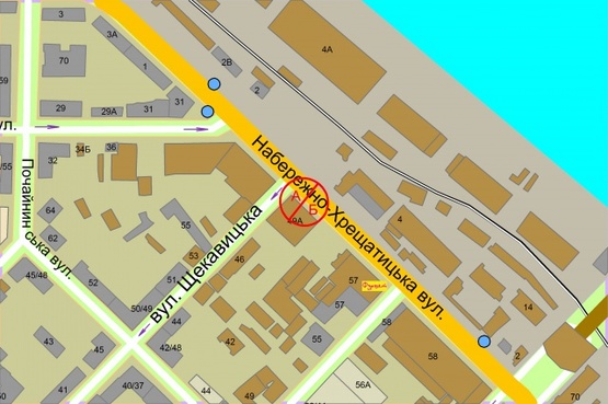 Схема рекламної площини за адресою Набережно-Хрещатицька, 49а / Щекавицька