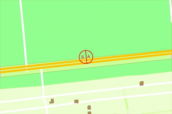 Схема рекламной плоскости по адресу Брест-Литовське шосе (Укр. держ. центр радіочастот), рух в напрямку Житомира