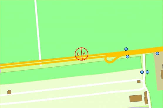 Схема рекламной плоскости по адресу Брест-Литовське шосе, за 100 метрів до світлофора (розворот до аєродрому "ЧАЙКА"), рух в напрямку Киева, ліворуч