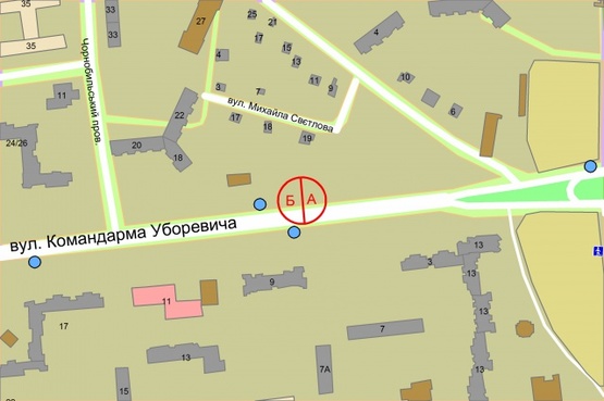 Схема рекламної площини за адресою Академіка Єфремова (Уборевича), 9 напроти, рух від проспекту Палладіна (М"Академмістечко")