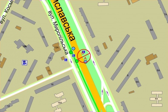 Схема рекламної площини за адресою Братиславська, 12 напроти  / Олександра Бойченка, рух до Броварського проспекту, ліворуч