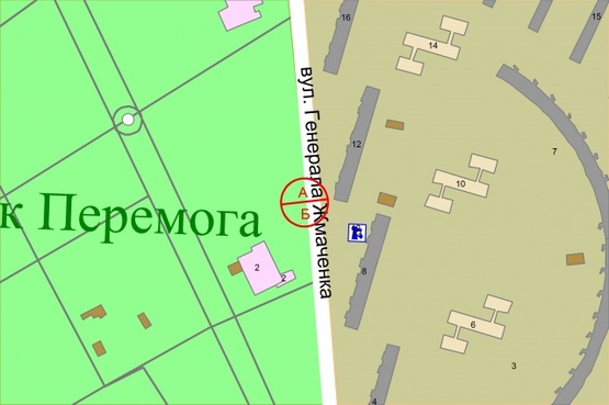 Схема рекламной плоскости по адресу Генерала Жмаченка, 12 напроти