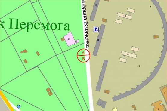 Схема рекламной плоскости по адресу Генерала Жмаченка, 8 напроти