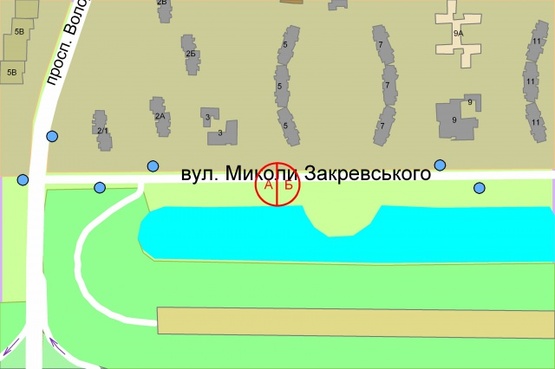 Схема рекламной плоскости по адресу Закревського Миколи, 5 навпроти