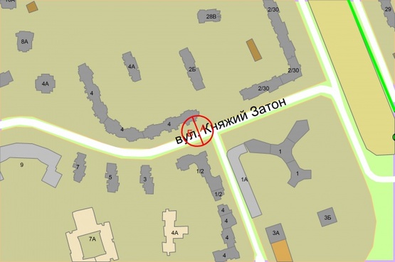Схема рекламной плоскости по адресу Княжий-Затон, 4 до перехрестя з вул. Срібнокільська, ліворуч