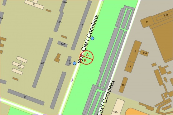 Схема рекламной плоскости по адресу Сім`ї Сосніних, 14, ліворуч