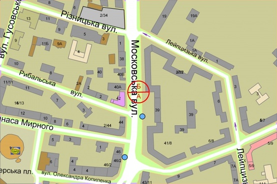 Схема рекламной плоскости по адресу Московська, 37