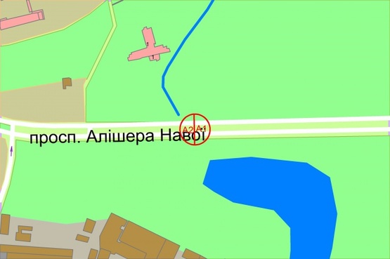 Схема рекламної площини за адресою Алішера Навої проспект, рух до бульвару Перова  (на розподілювачі)