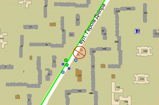 Схема рекламной плоскости по адресу Героїв Дніпра, 16Б