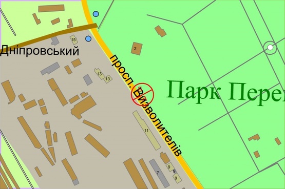 Схема рекламної площини за адресою Визволителів проспект, (Парк Перемоги)
