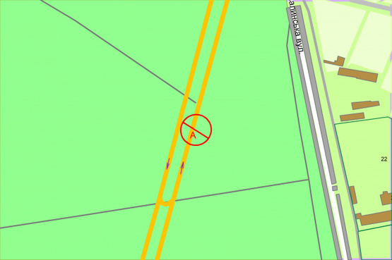 Схема рекламной плоскости по адресу Палладіна Академіка проспект, за 280 метрів до перехрестя з вул. Плодова, рух в напрямку "Берковец"