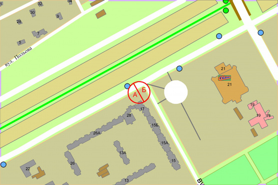 Схема рекламной плоскости по адресу Оноре де Бальзака / Архітектора  Ніколаєва, 17