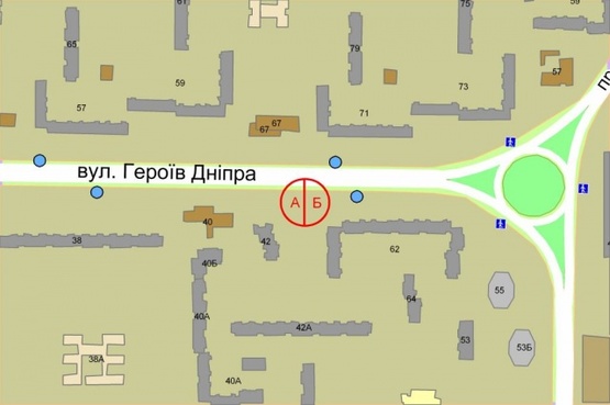 Схема рекламной плоскости по адресу Героев Днепра, 42