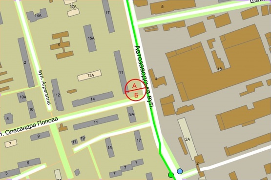 Схема рекламної площини за адресою Автозаводська, 11