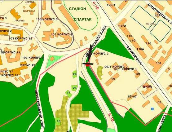 Схема рекламной плоскости по адресу Подольский спуск, направление на Лукьяновку