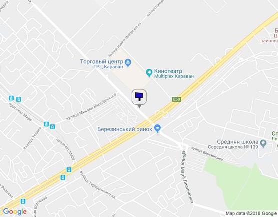 Схема рекламной плоскости по адресу вул. Березинська (ТРК Караван) 100 метрів від перехрестя