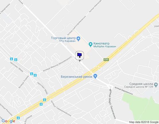 Схема рекламной плоскости по адресу вул. Березинська (Автокрамниця) 200 метрів від перехрестя