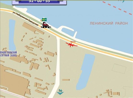Схема рекламной плоскости по адресу Набережная Заводская, из центра, вблизи автомойка
