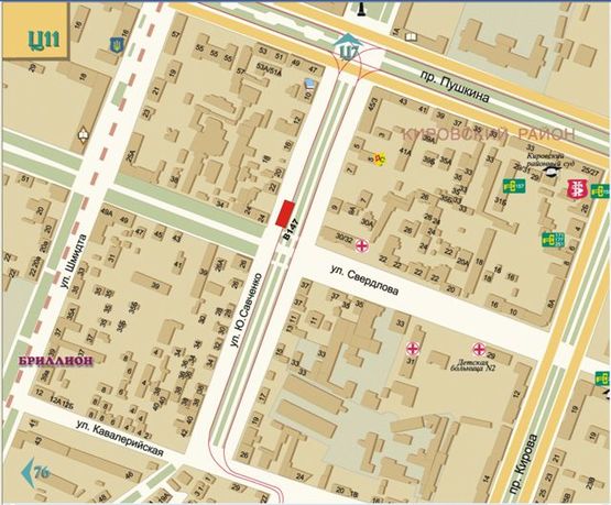 Схема рекламной плоскости по адресу ул. Свердлова