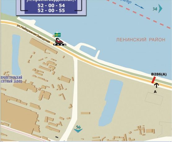 Схема рекламної площини за адресою Заводская Набережная