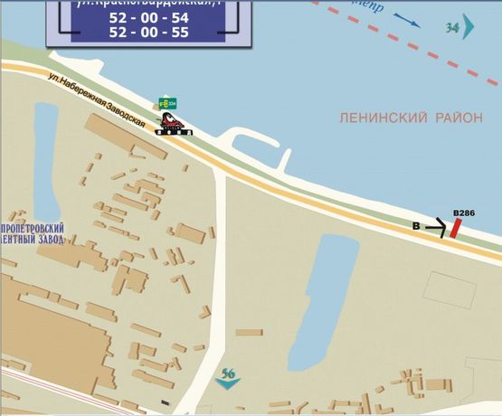 Схема рекламной плоскости по адресу Заводская Набережная